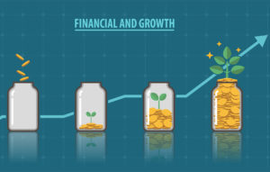 image shows jars of money growing from left to right